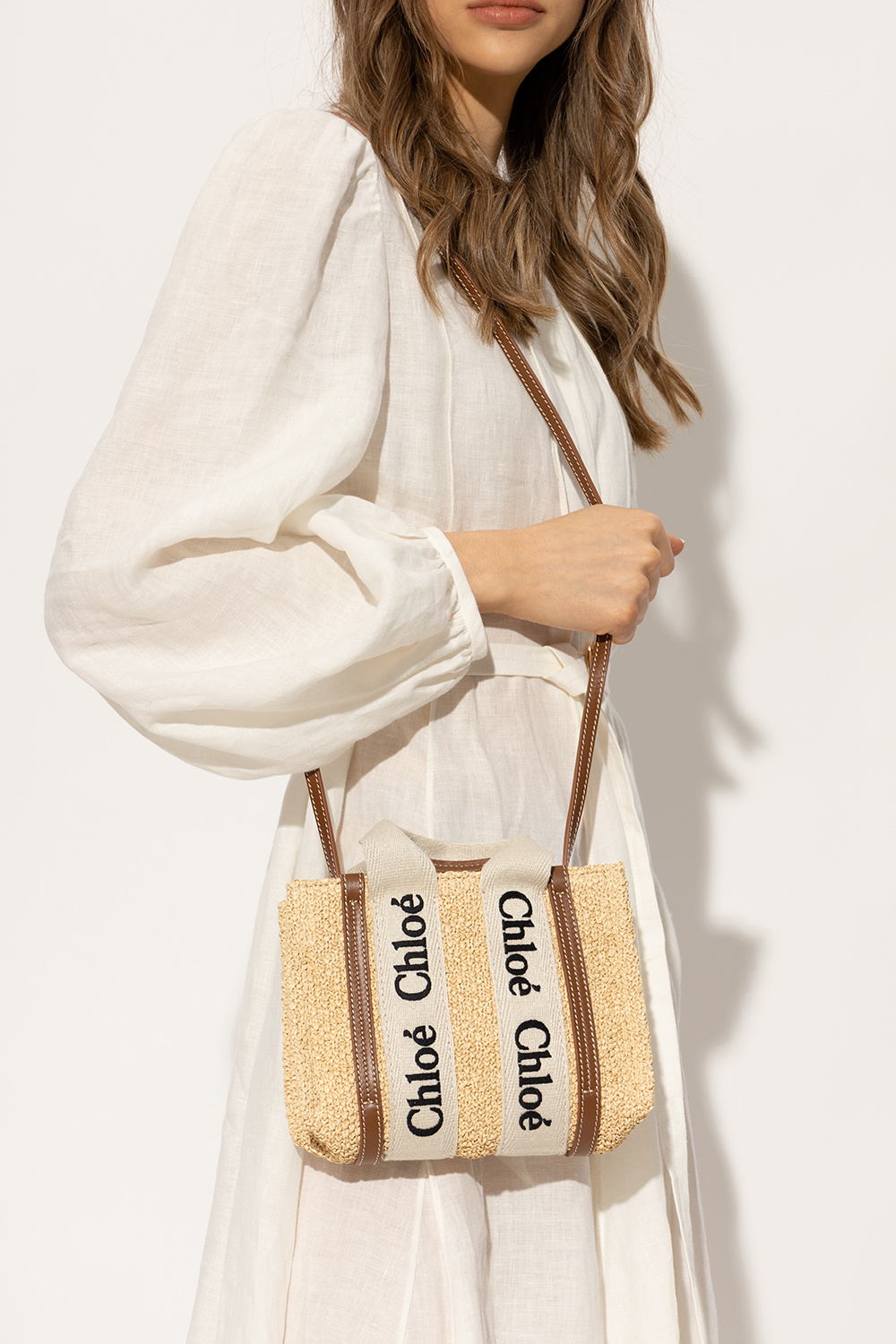 Beige 'Woody Mini' shopper bag Chloé - chloe basket small